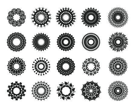 Set of Mandala Style Decorative Ornament For festive, greetings and wedding backgrounds.のイラスト素材