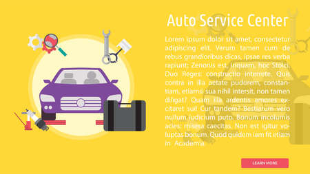 Auto Service Center Conceptual Bannerのイラスト素材
