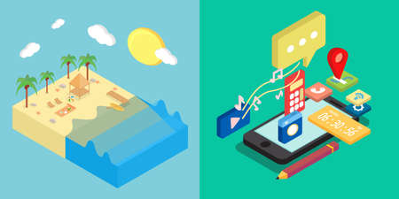 Isometric Set vector illustration.のイラスト素材