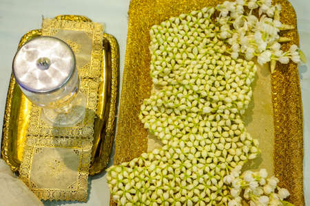 Wedding Party with Flower Decoration | Gold Decoration with Flowersの写真素材