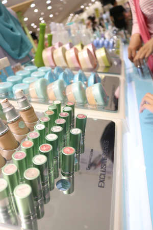 Cosmetics that are on display for saleの写真素材