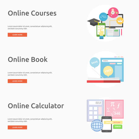 E-Learning and Online Education Banner Designのイラスト素材