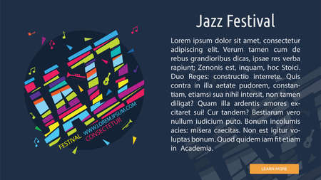 Jazz Festival banner with music notes and copy space for text illustration.のイラスト素材