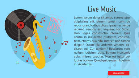 Live Music banner with trumpet and copy space for text illustration.のイラスト素材
