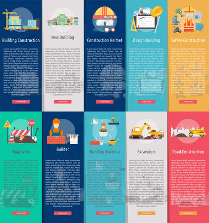 Building And Construction Vertical Banner Concept Vector