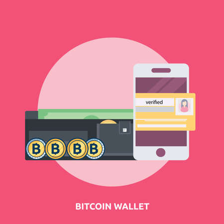 Bitcoin Wallet illustration on pink background.のイラスト素材