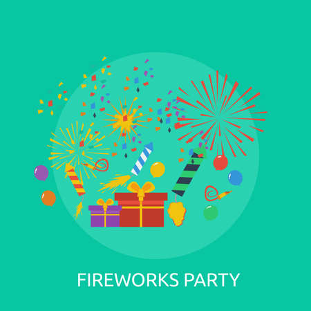 Fireworks Party poster template vector illustrationのイラスト素材