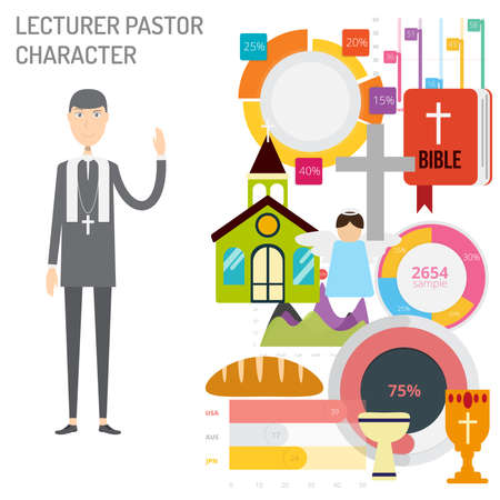 Lecturer Pastor Character vector illustrationのイラスト素材