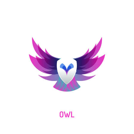 Owl icon Flying Owl | with golden ratio technique and gradient colorのイラスト素材