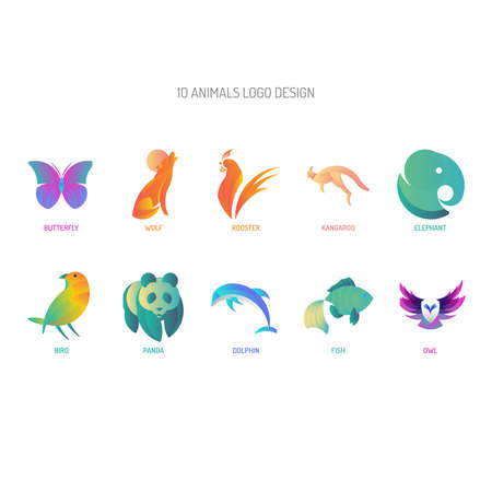 10 Animals Design | with golden ratio technique and gradient colorのイラスト素材
