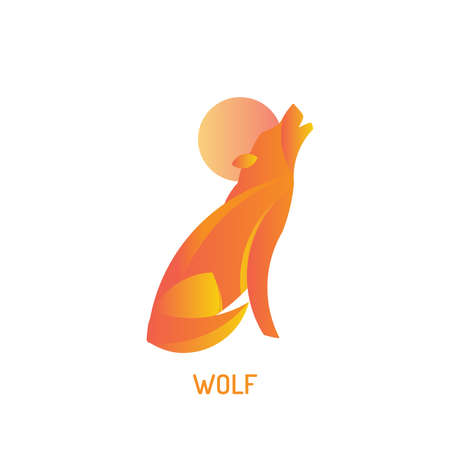 Wolf Logo | howling wolf | with golden ratio technique and gradient colorのイラスト素材