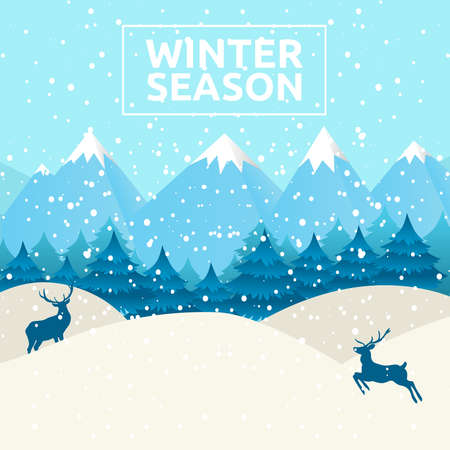 Winter Season, Wintertime Design Background, Vector Illustrationのイラスト素材