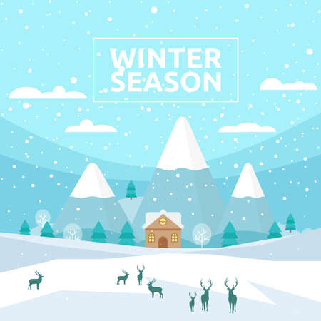 Winter Season, Wintertime Design Background, Vector Illustrationのイラスト素材