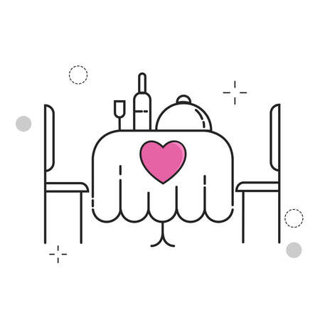Wedding Icons Dinner Love with Outline Filled Styleのイラスト素材