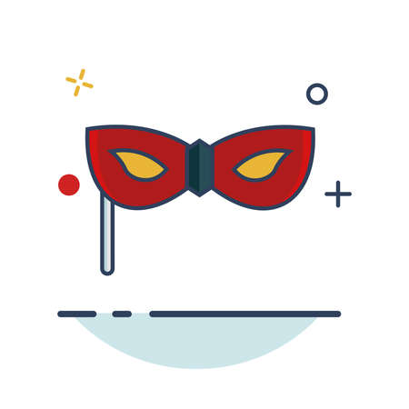 Carnival Icon | Stick Mask Icon - with Outline Filled Styleのイラスト素材