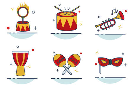 Carnival Icon Set With Outline Filled Styleのイラスト素材