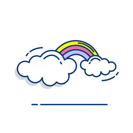 Gardening icon set | Rainbow Clouds icon - with Outline Filled Styleのイラスト素材
