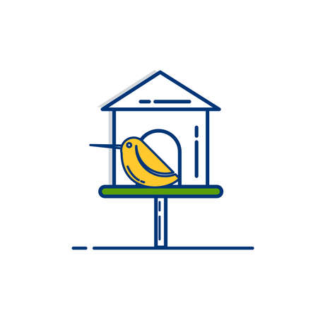 Gardening icon set | Bird House Icon - with Outline Filled Styleのイラスト素材
