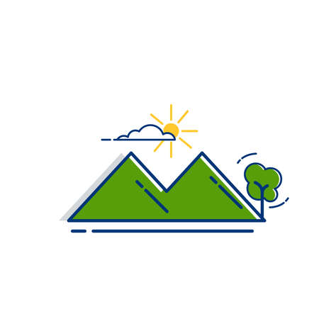 Gardening icon set | Mountains icon - with Outline Filled Styleのイラスト素材