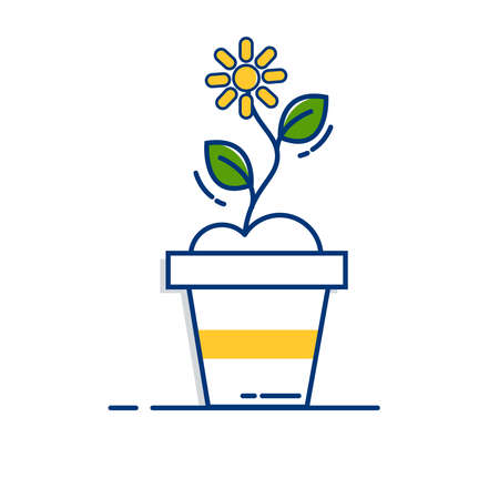 Gardening icon set | Sunflower icon - with Outline Filled Styleのイラスト素材