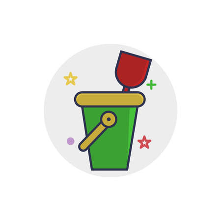 Bucket icon | Children Toys - with Outline Filled Styleのイラスト素材