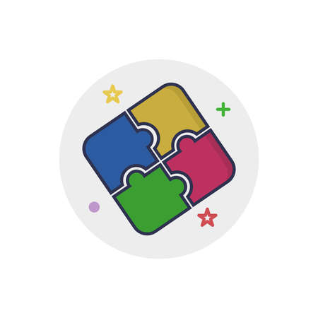 Puzzle icon | Children Toys - with Outline Filled Styleのイラスト素材