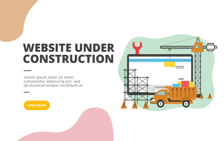 Website Under Construction flat design banner illustration concept for digital marketing and business promotionのイラスト素材