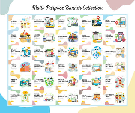 Multi Purpose Banner Collection With Flat Design Styleのイラスト素材