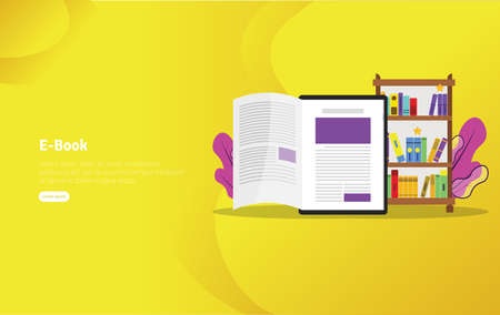 Educational E-book Concept and Scientific Illustration Banner, Suitable For Wallpaper, Banner, Background, Card, Book Illustration or Web Landing Page, and use for marketing, business or promotionのイラスト素材