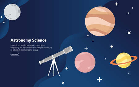 Astronmy Science Concept Educational and Scientific Illustration Banner, Suitable For Wallpaper, Banner, Background, Card, Book Illustration or Web Landing Page, and use for marketing, business or promotionのイラスト素材