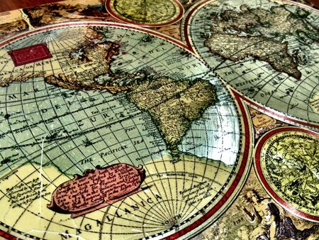Vintage 1880 Victorian Atlas closeupの写真素材