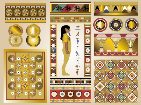 Ancient Egyptian Vector Kit - Borders Frames Backgrounds & Elementsのイラスト素材
