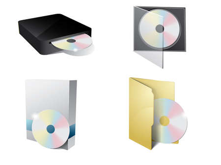 CD Icon with folder, cd-rom and paper box のイラスト素材