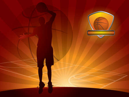 Basketball player with a ballのイラスト素材