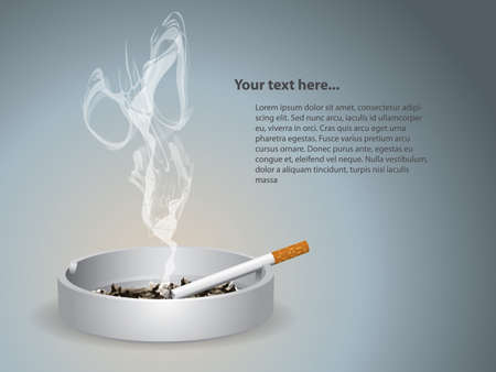 Cigarette lighted is on the ashtrayのイラスト素材