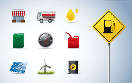 Gasoline, oil and energy iconsのイラスト素材