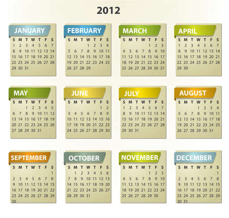 2012 calendar - square frames with tabsのイラスト素材