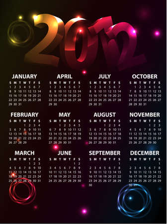 Colorful Calendar 2012のイラスト素材