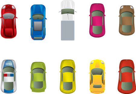 Top view different automobiles のイラスト素材