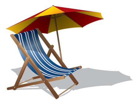 Beach chair with umbrellaのイラスト素材