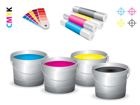 print shop icon set - cmykのイラスト素材