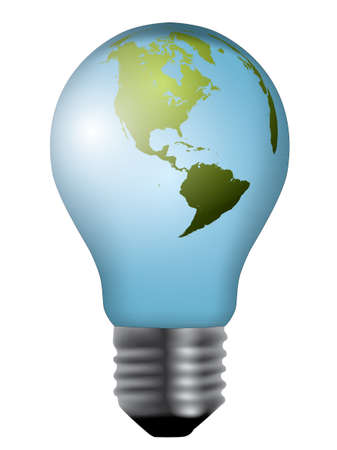 eco concept: light bulbs with map of world insideのイラスト素材