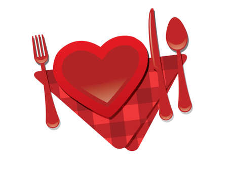 Fork, heart, knife - valentine's day restaurant のイラスト素材