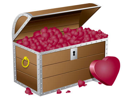 Valentine's day chest wiht heartsのイラスト素材