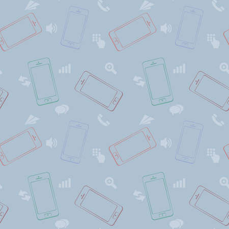Mobile Devices, Smartphone, Seamless Pattern Backgroundのイラスト素材