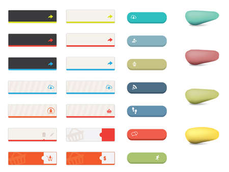 Website button set with iconsのイラスト素材