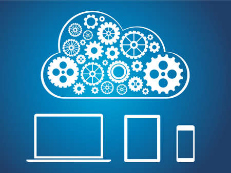 Cloud computing concept design - devices connected to cloud