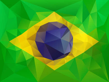 Brazil flag low poly illustrationのイラスト素材