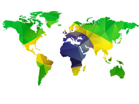 Low Poly illustration of the World with Flag of Brazilのイラスト素材