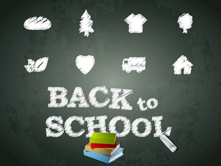 Sketch icons on black chalkboard. Vector illustration.のイラスト素材
